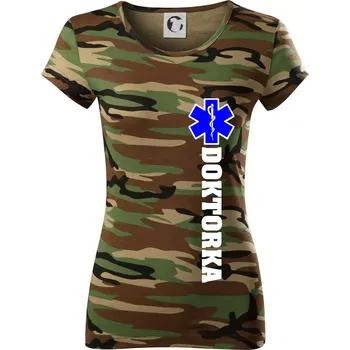 Dámské tričko Hvězda života - doktorka - Dámské maskáčové triko - L ( Hnědý maskáč )