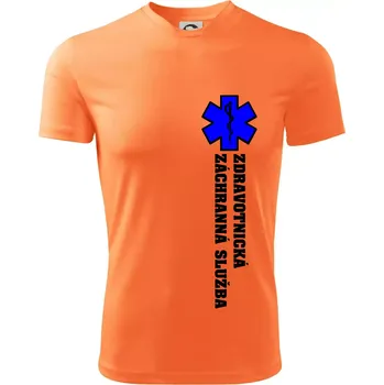 Chlapecké tričko Hvězda života - zdravotnická záchranná služba - Dětské triko sportovní (dresovina) - 146 cm/10 let ( Neon mandarine )