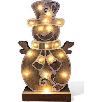 Vánoce Senzanakupy Vánoční dřevěná LED dekorace - Sněhulák 33 cm