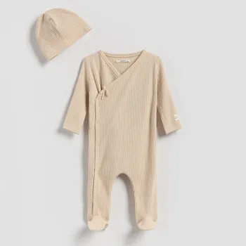 Dívčí mikina Reserved - Bavlněná souprava s čepicí - béžová - 7246I-08X - 7246I-08X-74