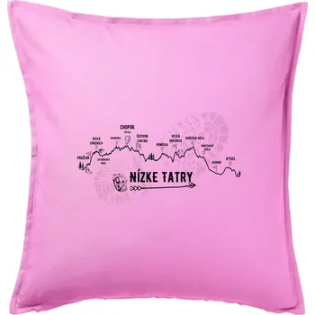 Polštář Profil kopca - Nízke Tatry - Polštář 50x50 - 50x50 - Pouze potah ( Růžová )