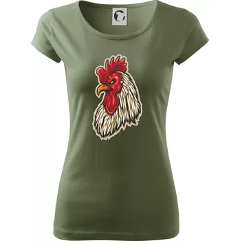 Dámské tričko Kohout naštvaný - Dámské triko Pure - XL ( Khaki )