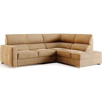 Sedací souprava Rohová sedací souprava pravá pro každodenní spaní s mechanismem rozkládání typu delfín a úložným prostorem na lůžkoviny Leonardo - Bydgoskie Meble adore ifc2385, Přírodní Buk 254x98 cm