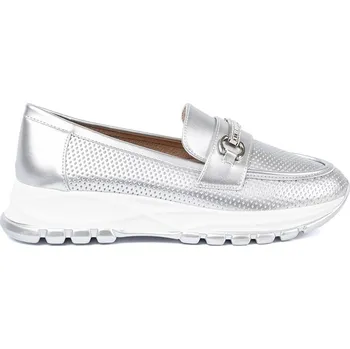 Dámské mokasíny Praktické dámské mokasíny stříbrné na platformě 37
