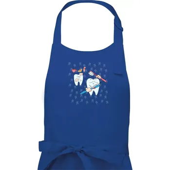 Kuchyňská zástěra Zubařské tričko - kartáček a jídlo - Pánská zástěra na vaření - Univerzální velikost ( Královská modrá )