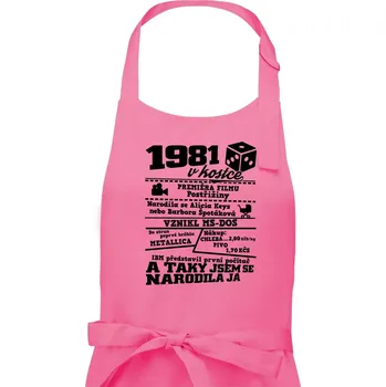 Kuchyňská zástěra 1981 v kostce - Dámská zástěra na vaření - Univerzální velikost ( Růžová )