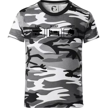 Chlapecké tričko Eat sleep Drift - Dětské maskáčové triko - 146 cm/10 let ( Šedý maskáč )