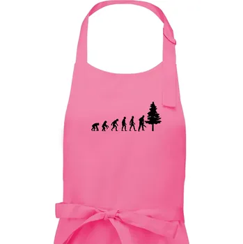 Kuchyňská zástěra Evoluce dřevorubec - pila a strom - Dámská zástěra na vaření - Univerzální velikost ( Růžová )