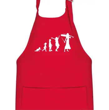 Kuchyňská zástěra Evoluce cellistka - Dětská zástěra na vaření - Univerzální velikost ( Červená )