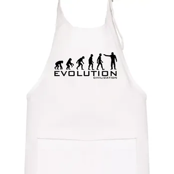 Kuchyňská zástěra Evoluce civilizace - Dětská zástěra na vaření - Univerzální velikost ( Bílá )