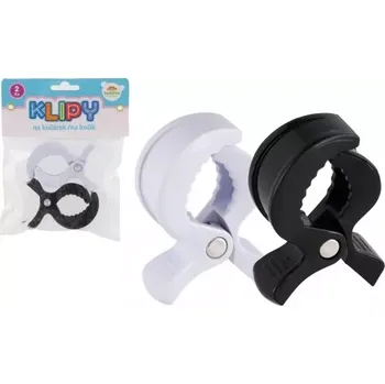Příslušenství pro přepravu dětí TEDDIES Klip/Kolíček 2ks černý-bílý