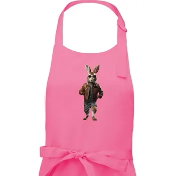 Kuchyňská zástěra Zajíc frajer - Dámská zástěra na vaření - Univerzální velikost ( Růžová )