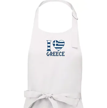 Kuchyňská zástěra I love Greece - Pánská zástěra na vaření - Univerzální velikost ( Bílá )