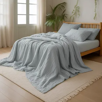 Povlečení Povlečení Prem MUŠELÍN PREMIUM SILVER, jednobarevné, šedé, mušelín, 140x200cm + 70x90cm