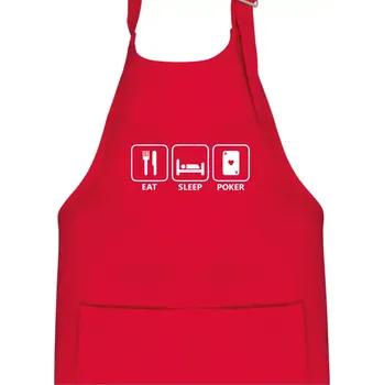 Kuchyňská zástěra Eat sleep poker - Dětská zástěra na vaření - Univerzální velikost ( Červená )
