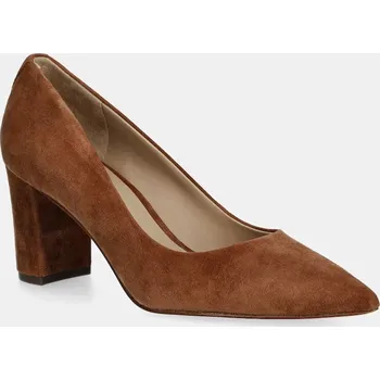 Dámské lodičky Semišové lodičky Lauren Ralph Lauren Lanette Blkh hnědá barva, na podpatku, 802967743002 802967743002.200 88X, EUR 40