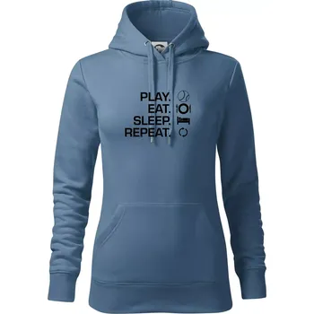 Dámská mikina Play Eat Sleep Repeat tenis - Mikina dámská Cape s kapucí - 2XL ( Denim )