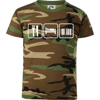 Chlapecké oblečení Eat sleep piano v řadě - Dětské maskáčové triko - 122 cm/6 let ( Hnědý maskáč )