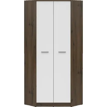 Šatní skříň Rohová šatní skříň do ložnice Nepo Plus - Black Red White - BRW Dub Noble-Bílá 80x197 cm