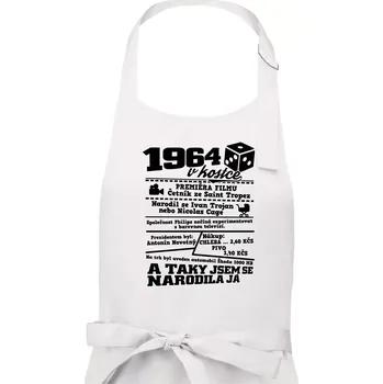 Kuchyňská zástěra 1964 v kostce - Dámská zástěra na vaření - Univerzální velikost ( Bílá )