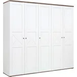 Šatní skříň Stockholm - Black Red White - BRW Borovice Andersen bílá/ Dub Sonoma tmavý 243x226 cm