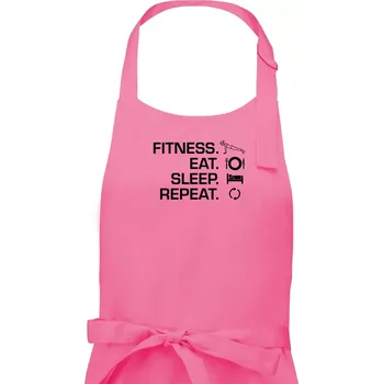 Kuchyňská zástěra Fitness Eat Sleep Repeat - Dámská zástěra na vaření - Univerzální velikost ( Růžová )