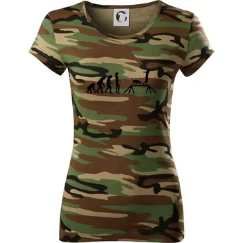 Dámské tričko Evoluce agility žena - Dámské maskáčové triko - XS ( Hnědý maskáč )