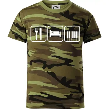 Chlapecké oblečení Eat sleep piano v řadě - Dětské maskáčové triko - 104-110cm / 3-4 roky ( Zelený maskáč )