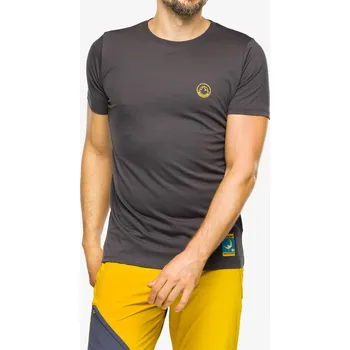 Tričko s potiskem La Sportiva Climbing on the Moon T-Shirt - carbon/giallo