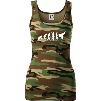 Dámské tričko Karate Evoluce - kop - Dámské Maskáčové tílko - S ( Hnědý maskáč )