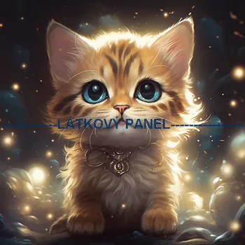 Látkový panel - Kočka - KČ-132 Velikost: 30x30cm, Materiál: Bavlna