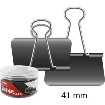 Kancelářská sponka Kovové klipy BINDER 41mm (24ks) černé