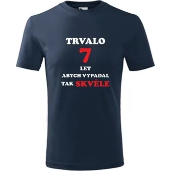 Tmavě modré dětské tričko trvalo 7 let - narozeniny 7 let - barva tmavě modrá - velikost 10let