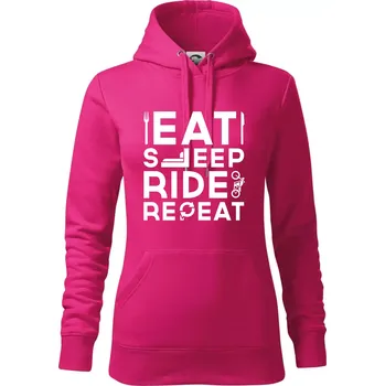 Dámská mikina Eat sleep ride moto - Mikina dámská Cape s kapucí - XL ( Purpurová )