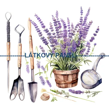 Látkový panel - Levandule - LE-61 Velikost: 15x15cm, Materiál: Kočárkovina