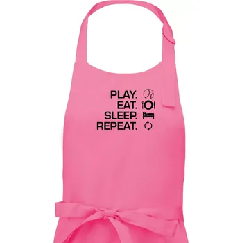 Kuchyňská zástěra Play Eat Sleep Repeat tenis - Dámská zástěra na vaření - Univerzální velikost ( Růžová )