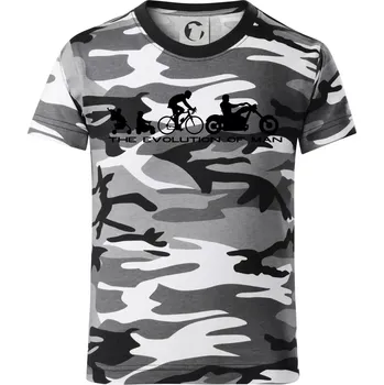 Chlapecké oblečení Evolution of man (Chopper) - Dětské maskáčové triko - 104-110cm / 3-4 roky ( Šedý maskáč )