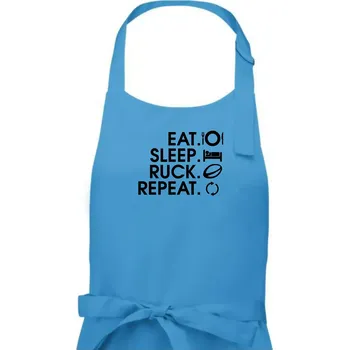 Kuchyňská zástěra Eat sleep Rugby - Pánská zástěra na vaření - Univerzální velikost ( Světlý tyrkys )