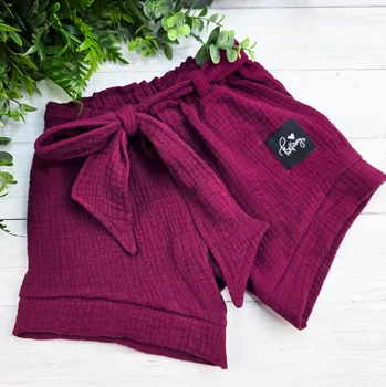 Kulišárny Dívčí šortky s mašlí mušelín WINE VELIKOST: 56