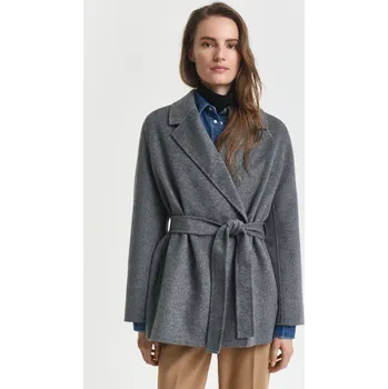 Dámský kabát KABÁT GANT HANDSTITCHED BELTED JACKET CHARCOAL MELANGE