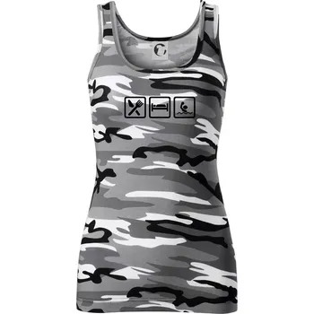 Dámské tričko Eat sleep vodní pólo v řadě - Dámské Maskáčové tílko - S ( Šedý maskáč )