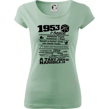 Dámské tričko 1953 v kostce - Dámské triko Pure - S ( Sage )