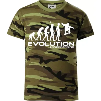 Chlapecké oblečení Evoluce longboard jump - Dětské maskáčové triko - 122 cm/6 let ( Zelený maskáč )