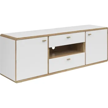 Televizní stolek TV stolek Ronda - Black Red White - BRW Bílá/dub flagstaff světlý 178x91 cm