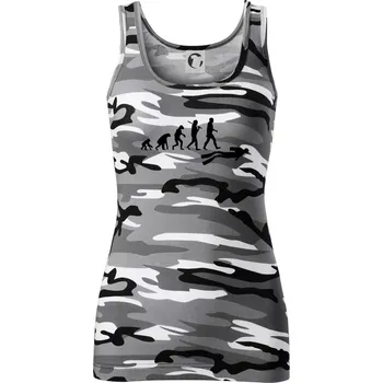 Dámské tričko Evoluce potápění - Dámské Maskáčové tílko - 2XL ( Šedý maskáč )