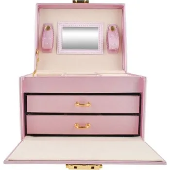 Šperkovnice Šperkovnice se zrcadlem na klíč růžová 6400