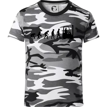 Evoluce ještěrka - Dětské maskáčové triko - 146 cm/10 let ( Šedý maskáč )