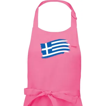 Kuchyňská zástěra Řecko vlajka - štětkou - Dámská zástěra na vaření - Univerzální velikost ( Růžová )