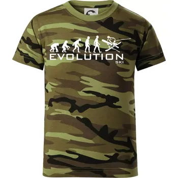 Chlapecké oblečení Evoluce lyžování - Dětské maskáčové triko - 122 cm/6 let ( Zelený maskáč )