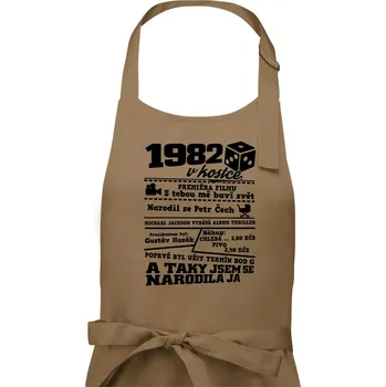 Kuchyňská zástěra 1982 v kostce - Dámská zástěra na vaření - Univerzální velikost ( Cappuccino )